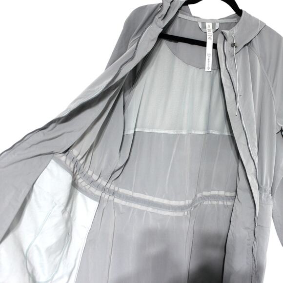 Lululemon Rare Grey Long Windbreaker Jacket Rain Jacket Size 10 - Picture 13 of 15